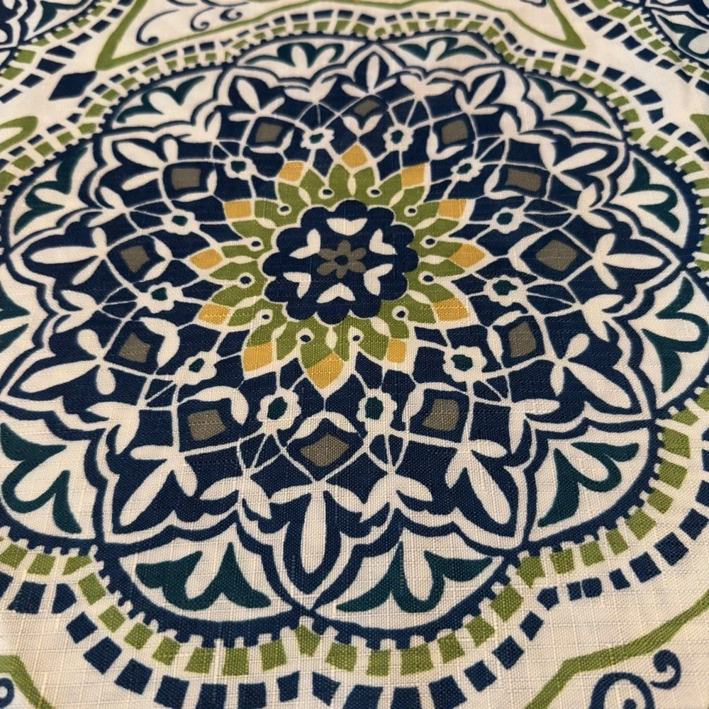 Mandala Medallion Rectangular Tablecloth Navy Blue Green 82x60 Polyester
